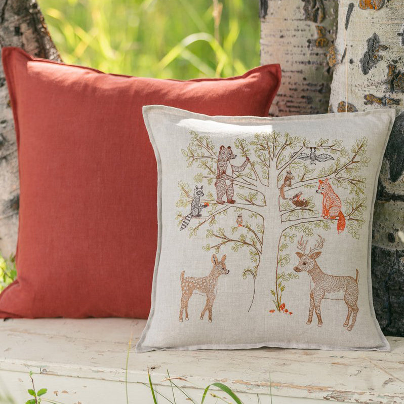 Woodland Living Tree Pillow, square