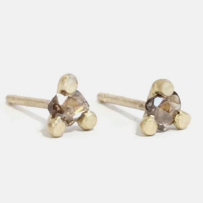 Champagne Diamond Prong Studs