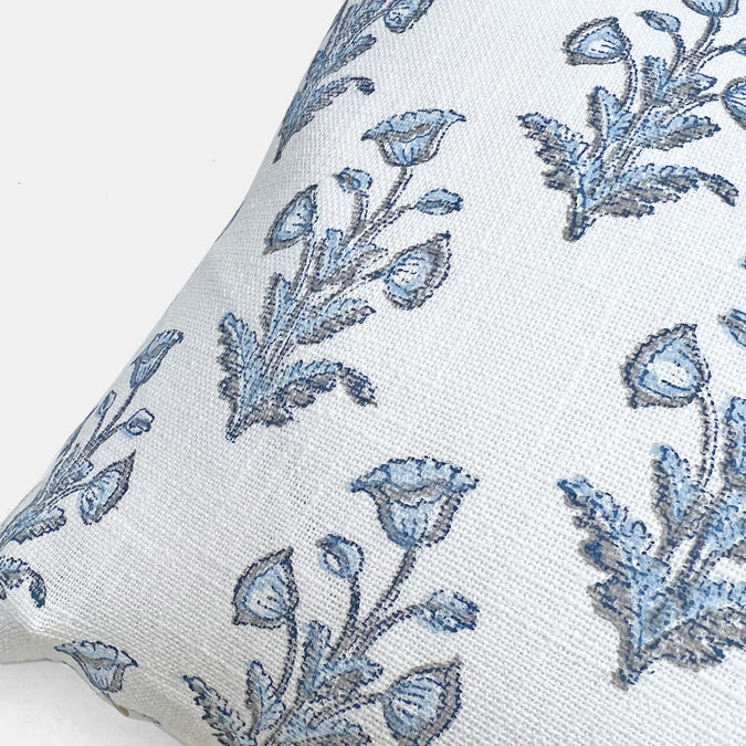 Blue block print online pillow