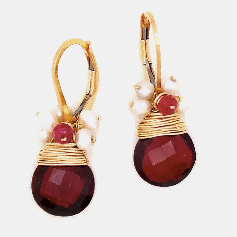 Regal Garnet Fringe Earrings