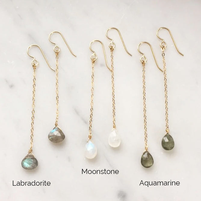 Gemstone Drop Earrings in Labradorite