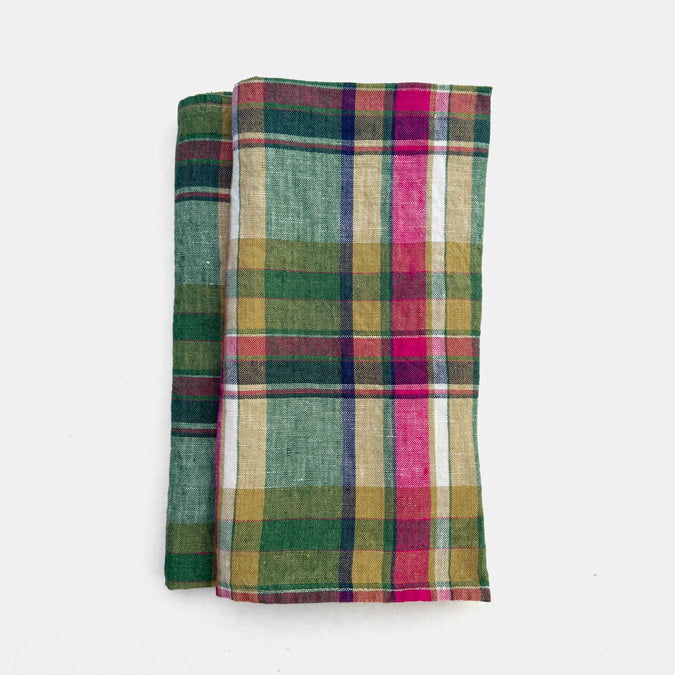 Linen Napkin in Green Madras