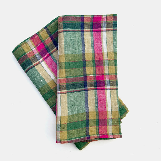 Linen Napkin in Green Madras