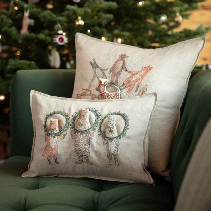 Christmas Wreath Trio Pocket Lumbar Pillow