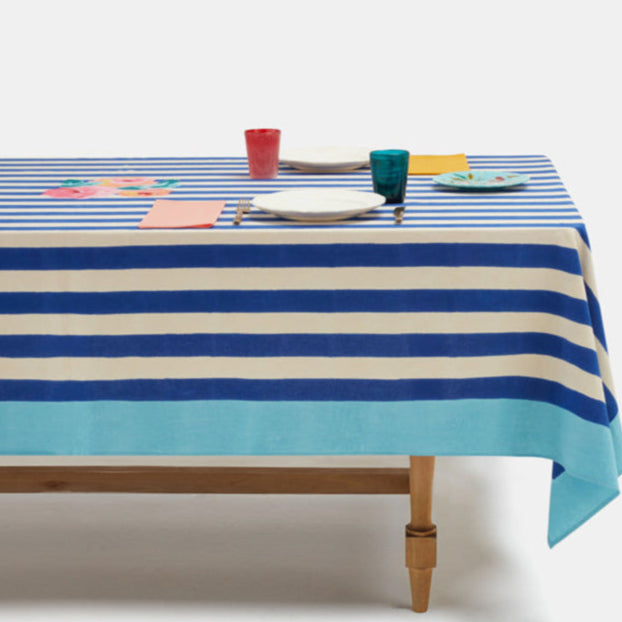 Nizam Blue Stripes Cotton Tablecloth
