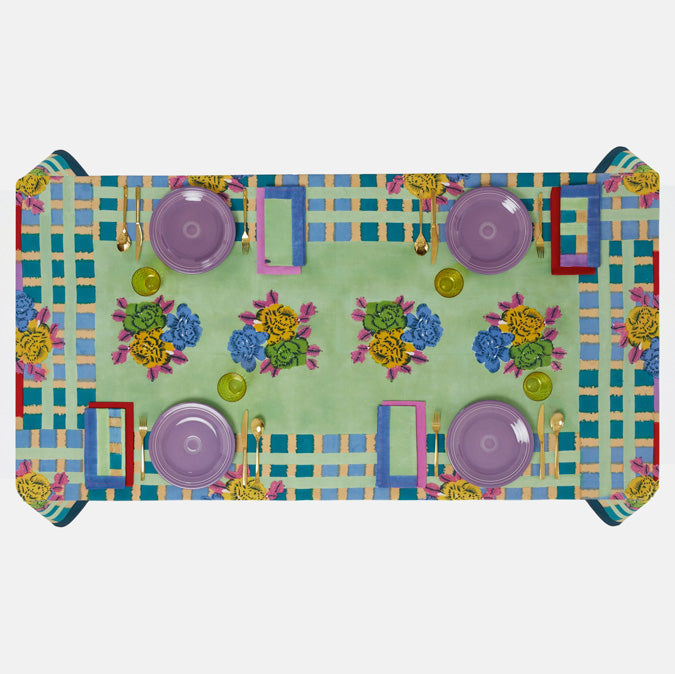 Ankara Aqua Cotton Tablecloth