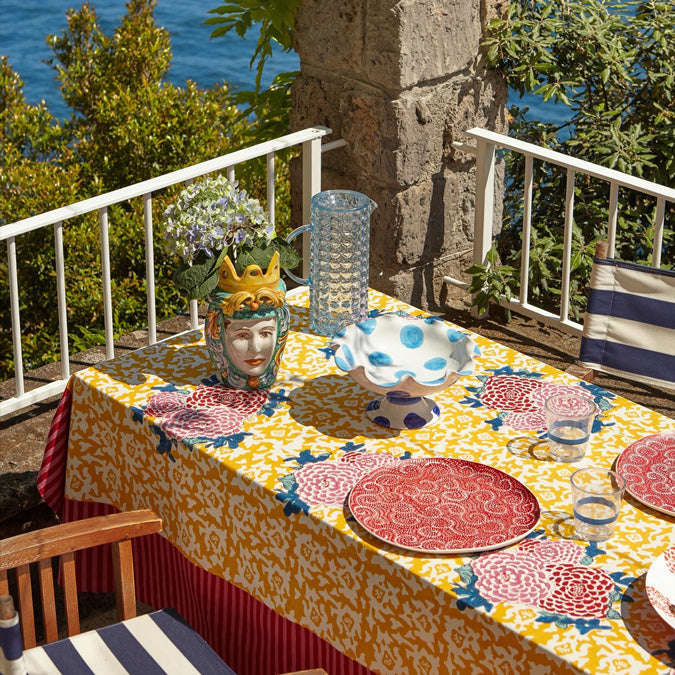 Arabesque Gold Cotton Tablecloth in Square