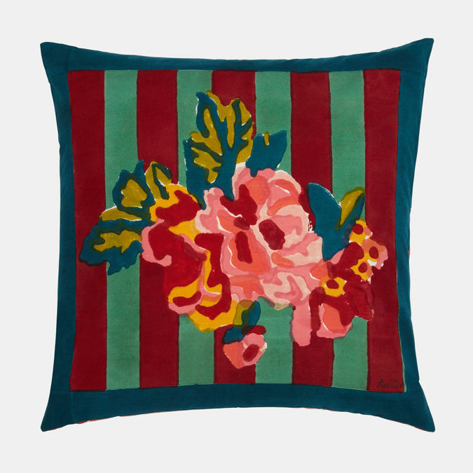 Lisa Bouquet Dark Cream Square Pillow