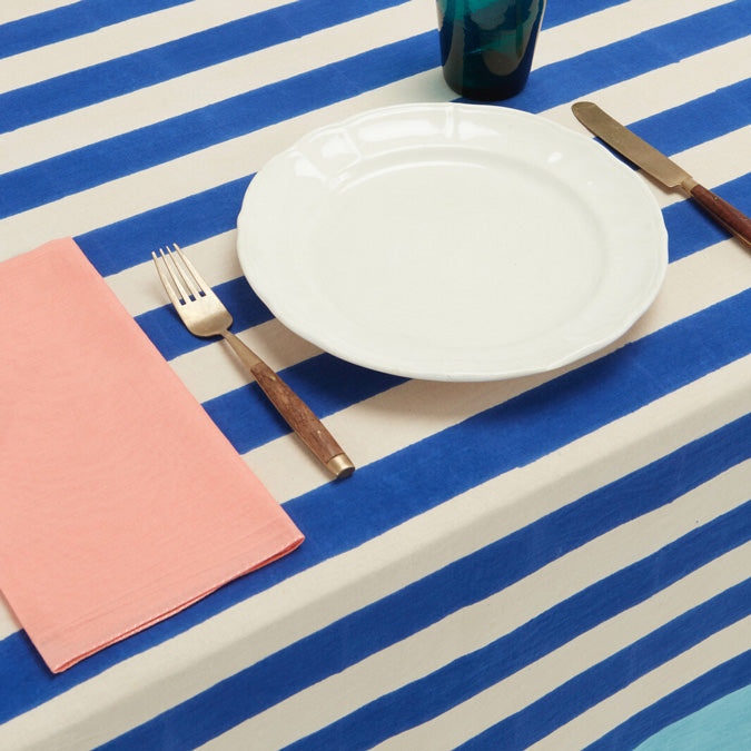 Nizam Blue Stripes Cotton Tablecloth