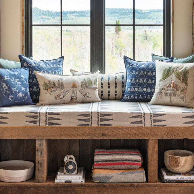 Moon and Mountain Square Pillow