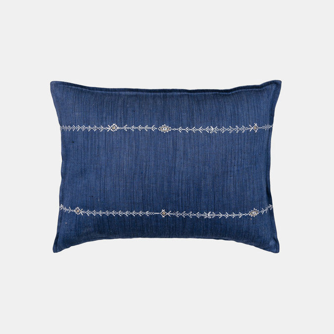 Stitch Stripe Indigo Pillow, lumbar