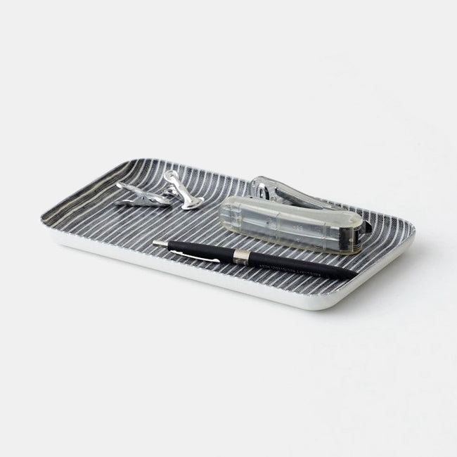 Grey Thin White Stripe Tray