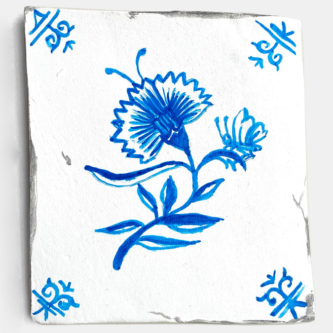 Clay Single Flower Square Wall Art III