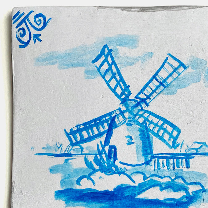 Windmill Square Wall Art I by The Clay Brush