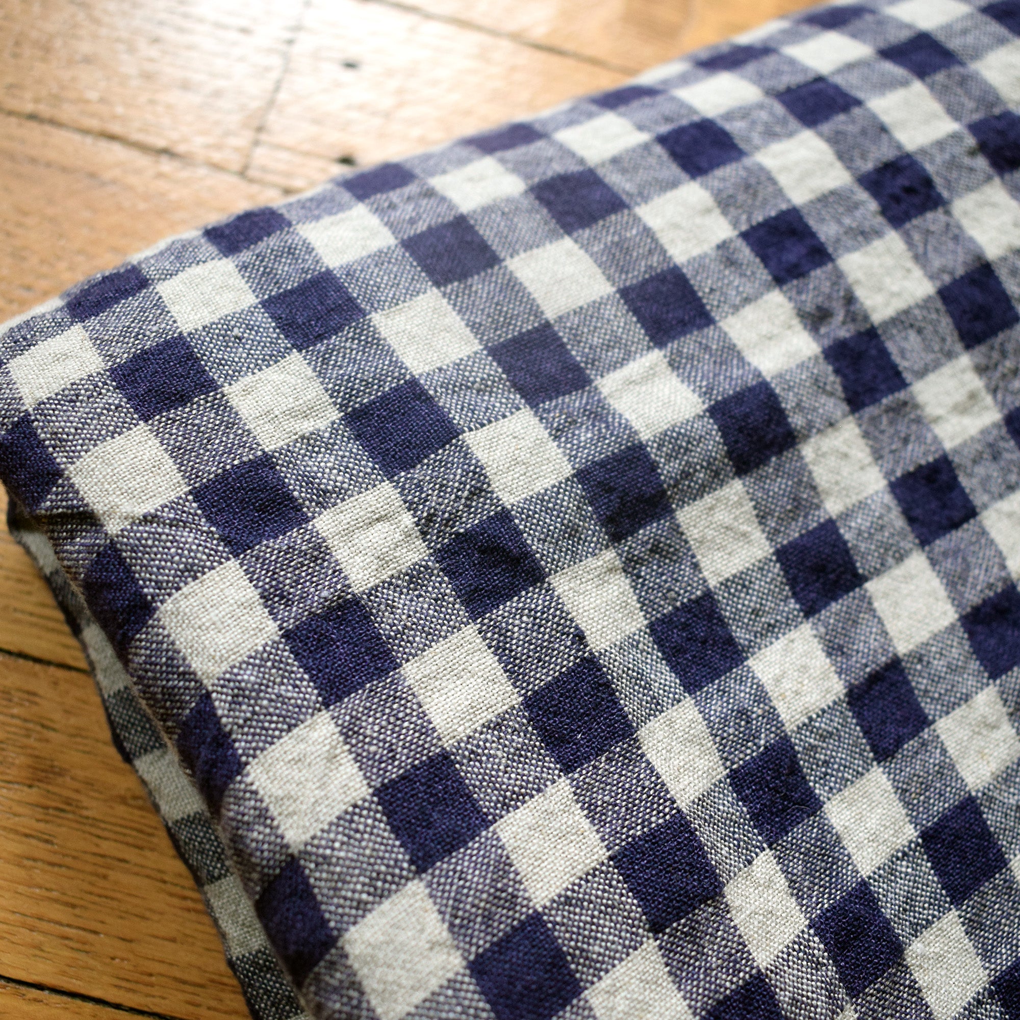 Linen Tablecloth in Flax Navy Gingham