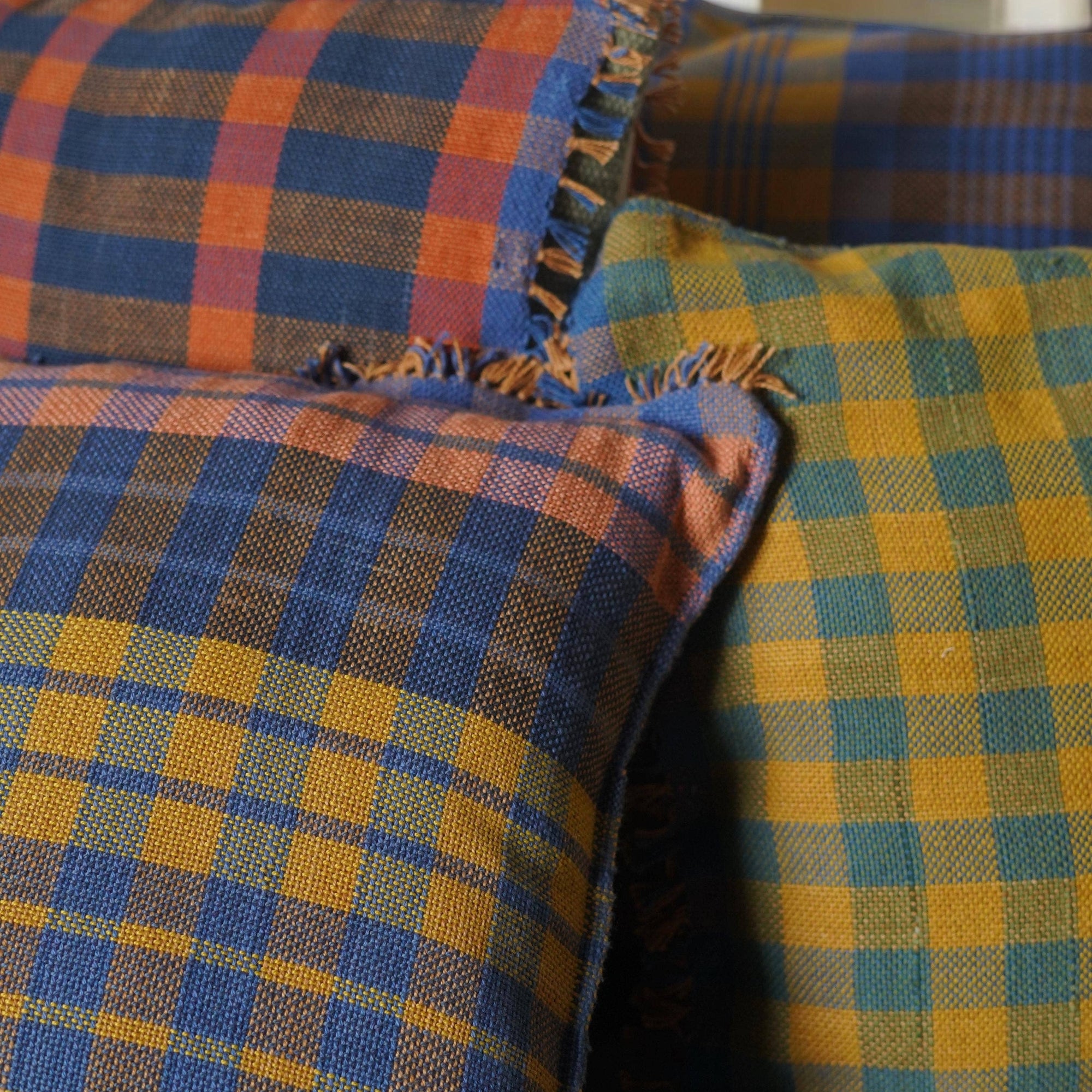 Pink Check with Fringe Square Pillow