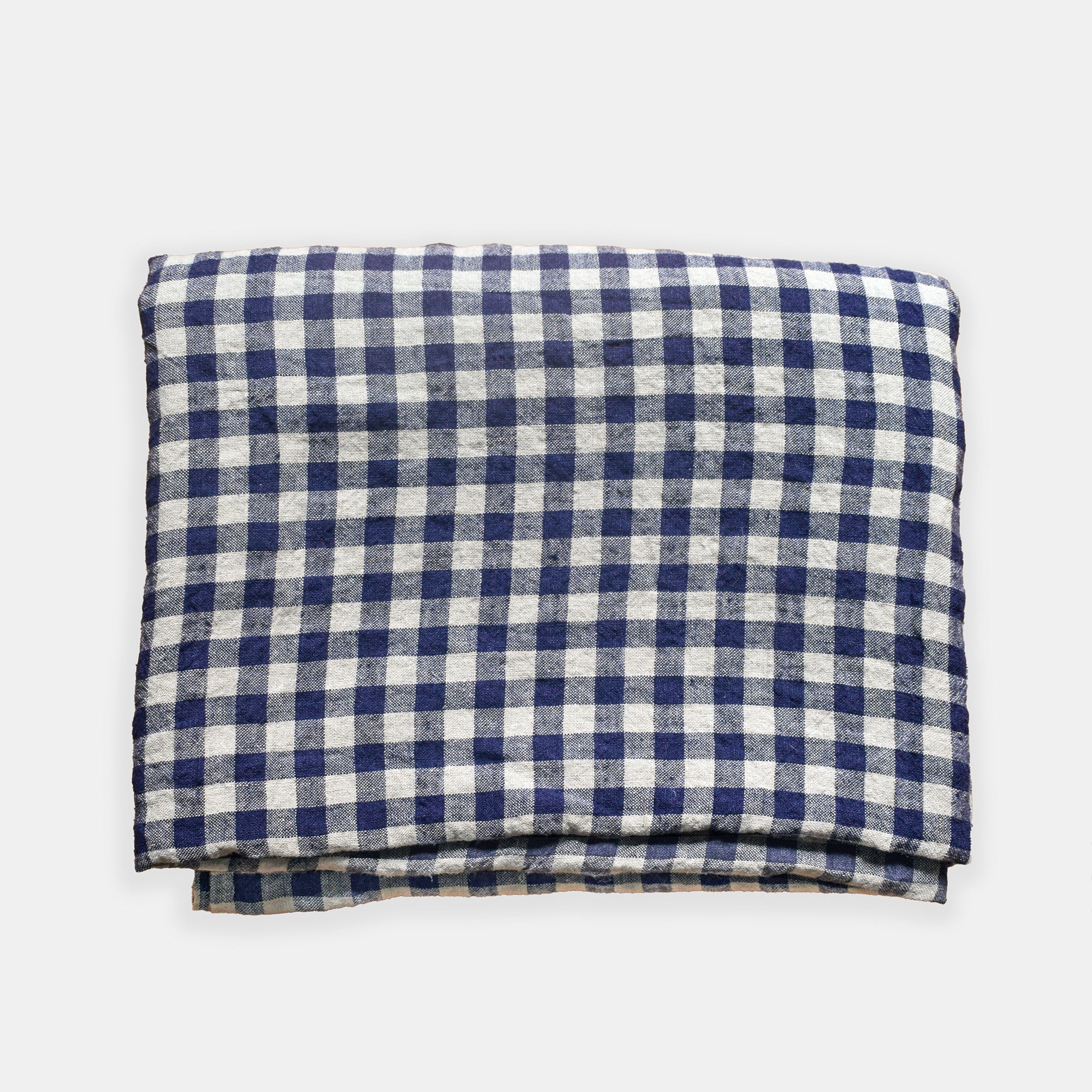 Linen Tablecloth in Flax Navy Gingham