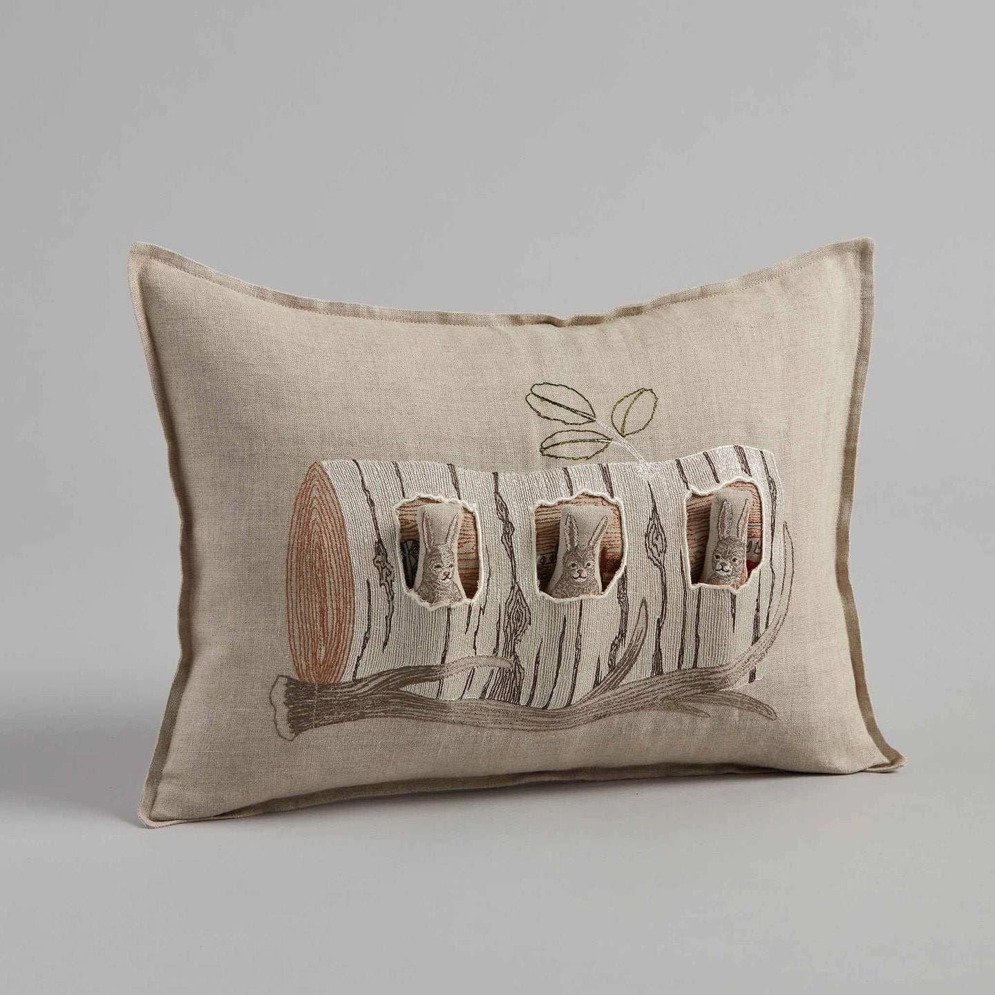 Aspen Log Bunnies Lumbar Pocket Pillow