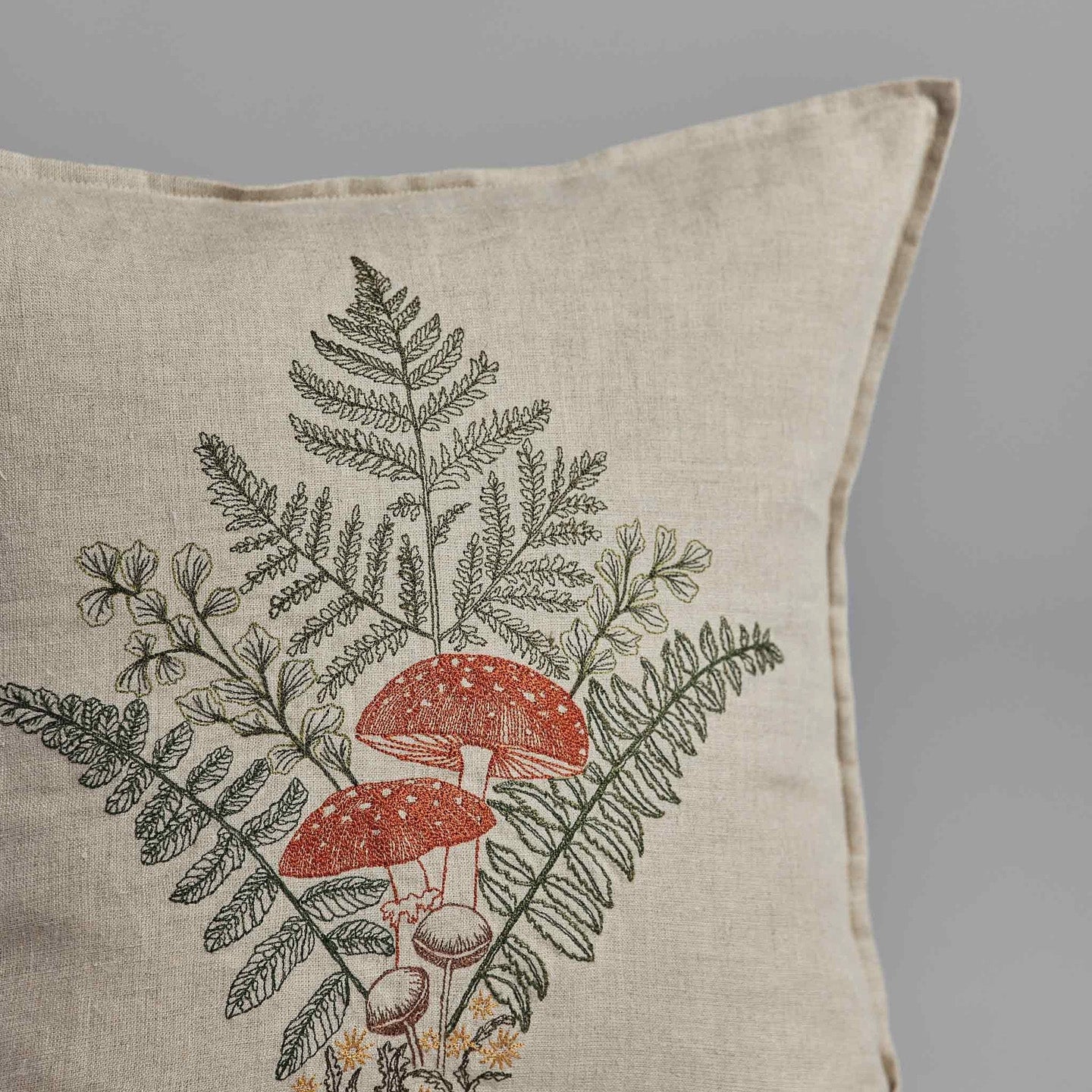 Mushrooms and Ferns Bouquet Square Pillow