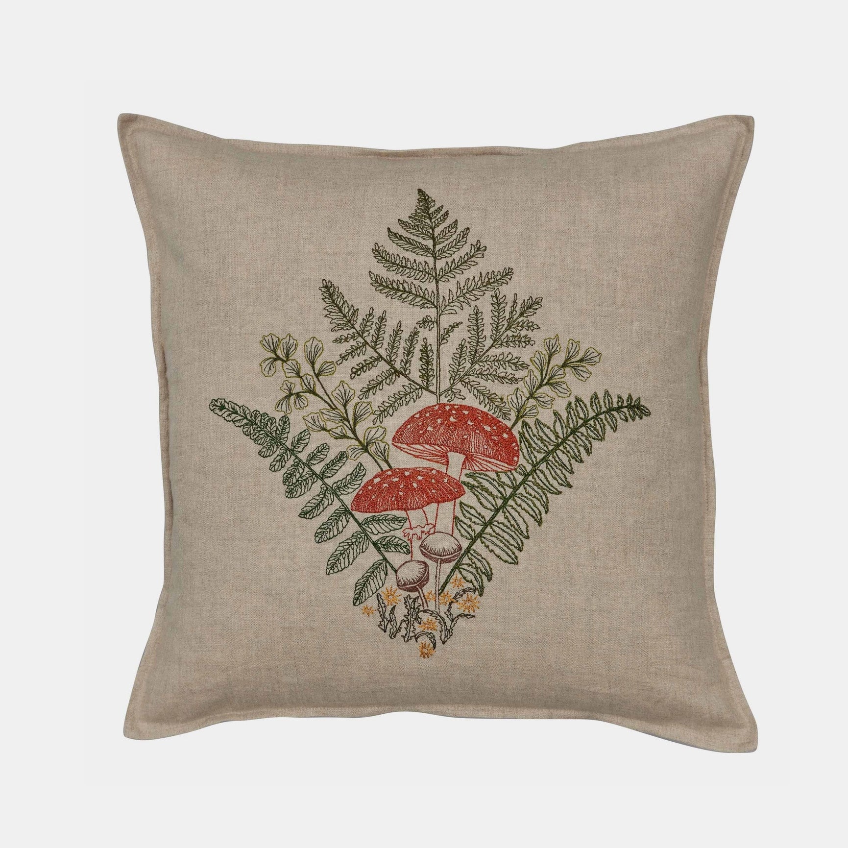 Mushrooms and Ferns Bouquet Square Pillow