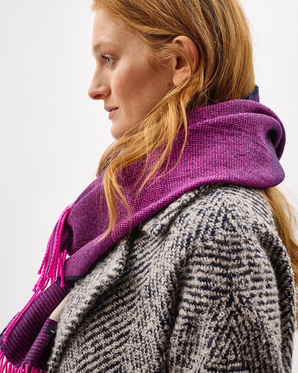 9 Weavers Neon Pink Wide Merino Scarf