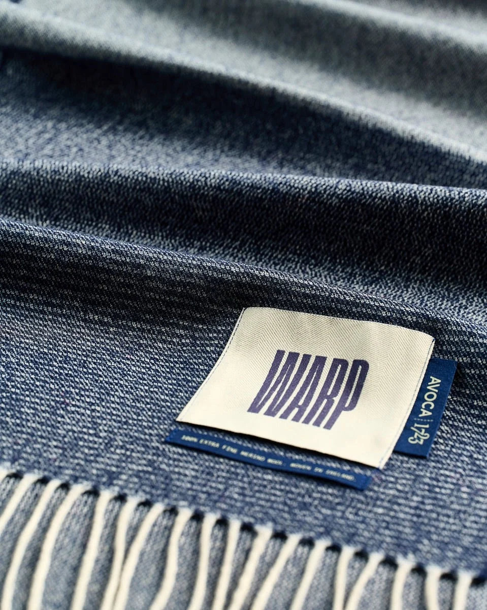 9 Weavers Navy Wide Merino Scarf