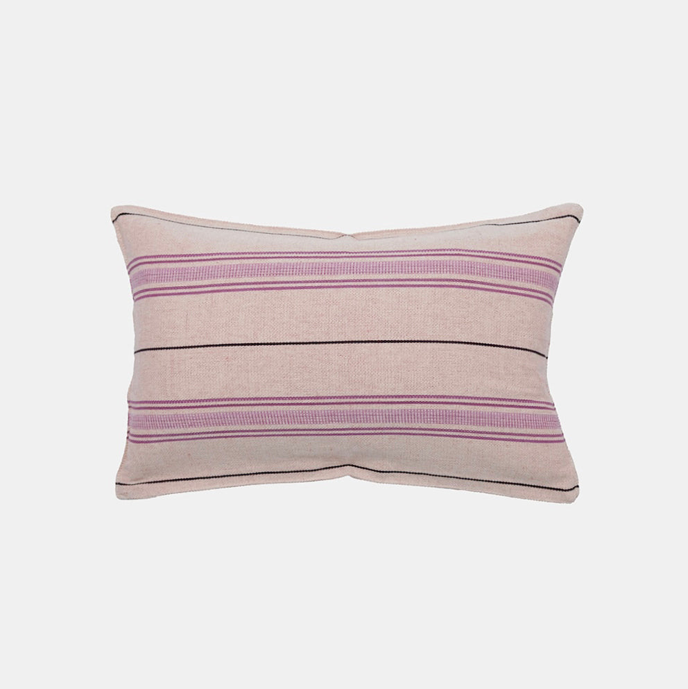 Small Lumbar Pillow in Aubergine and Black Stripe