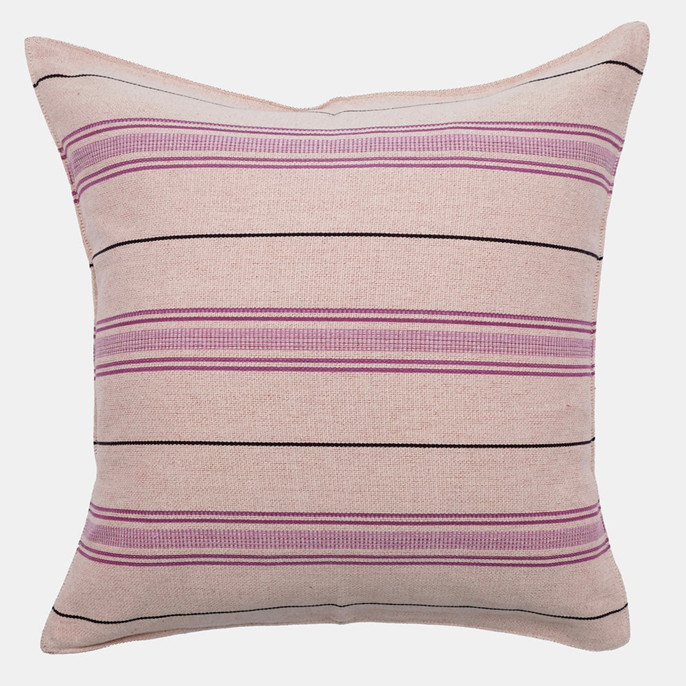 Aubergine and Black Stripe Pillow, square