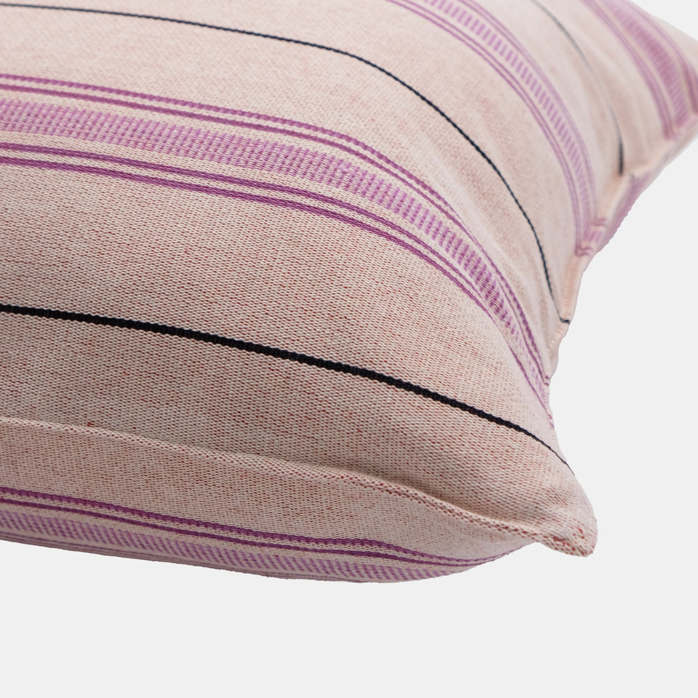 Aubergine and Black Stripe Pillow, square