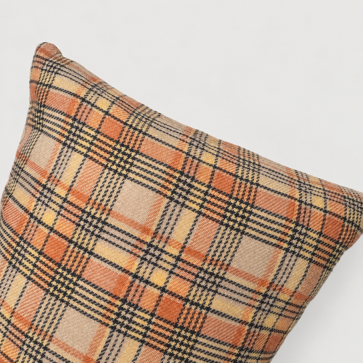 Pink Salmon Tartan Lumbar Pillow