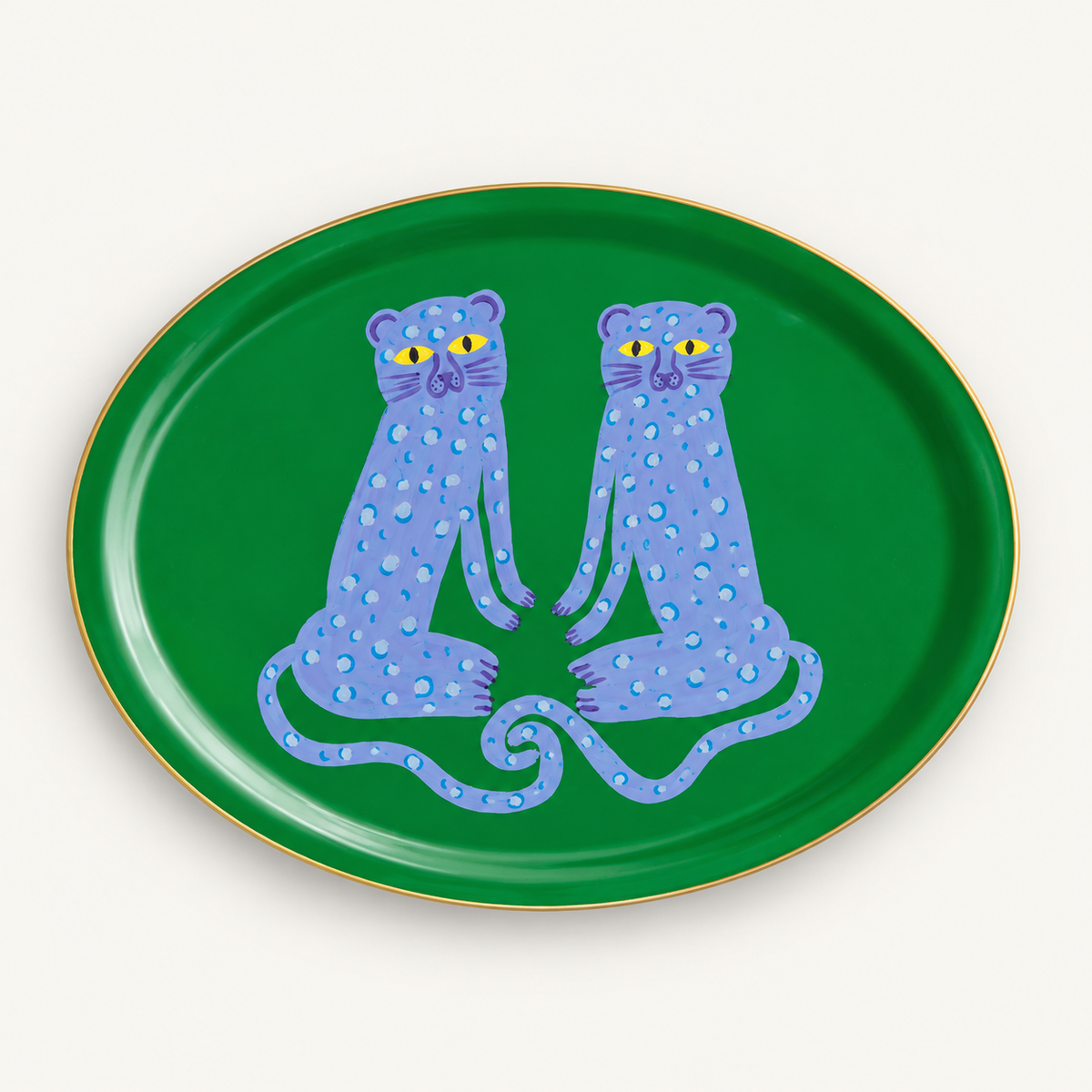 Green Cheetahs Oval Tray