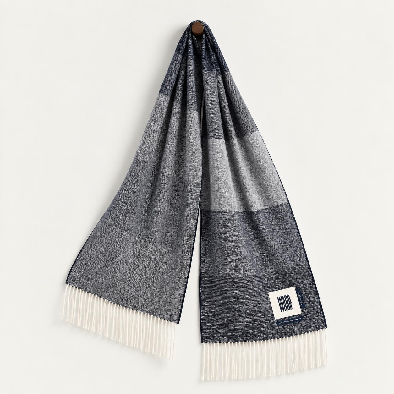 9 Weavers Navy Wide Merino Scarf