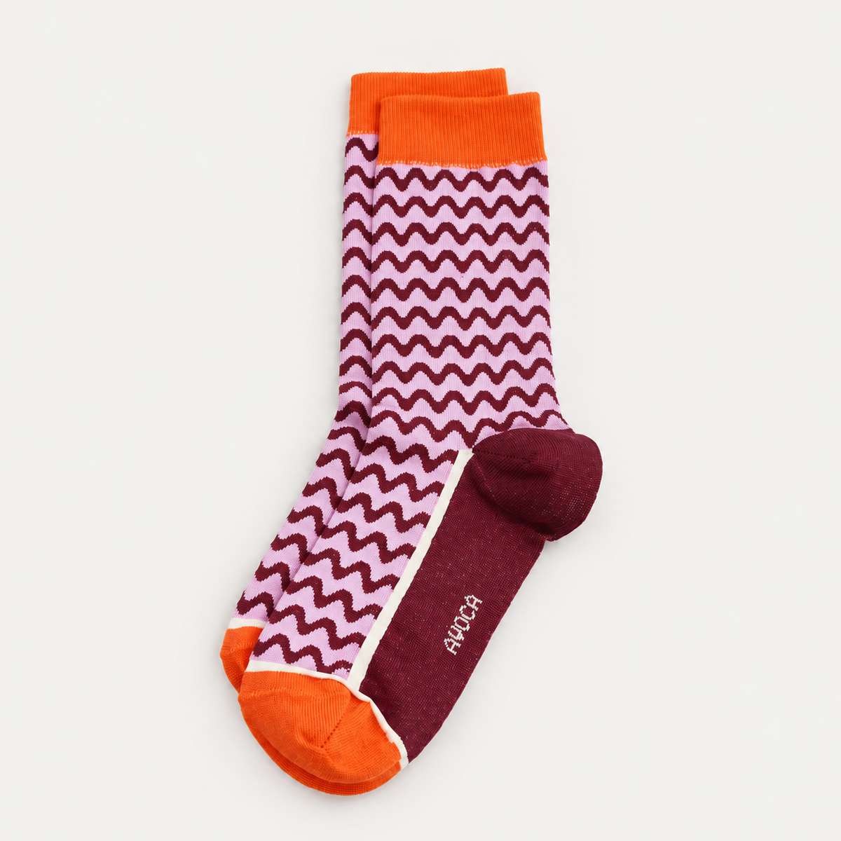 Women's Pink Wavy Lines Cotton Socks