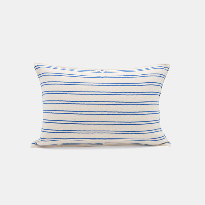 Small Lumbar Pillow in Blue Double Stripe