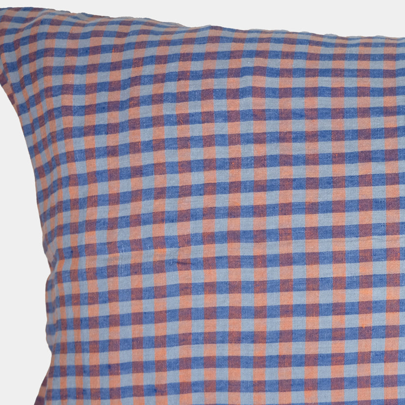 Linen Standard Pillowcase, sienna blue gingham