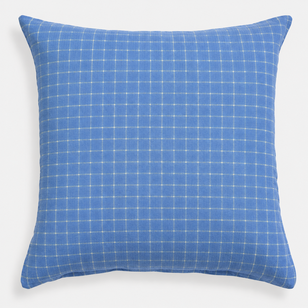 Linen Euro Pillowcase in Blue School Check