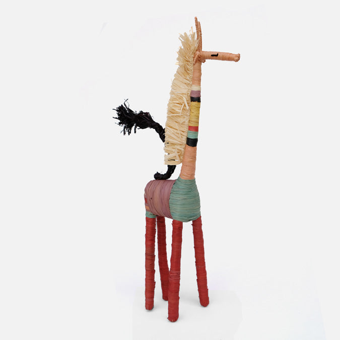 Colorful Raffia Giraffe Figurine