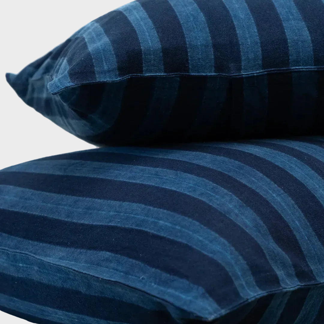 Narrow Indigo Stripe Square Pillow