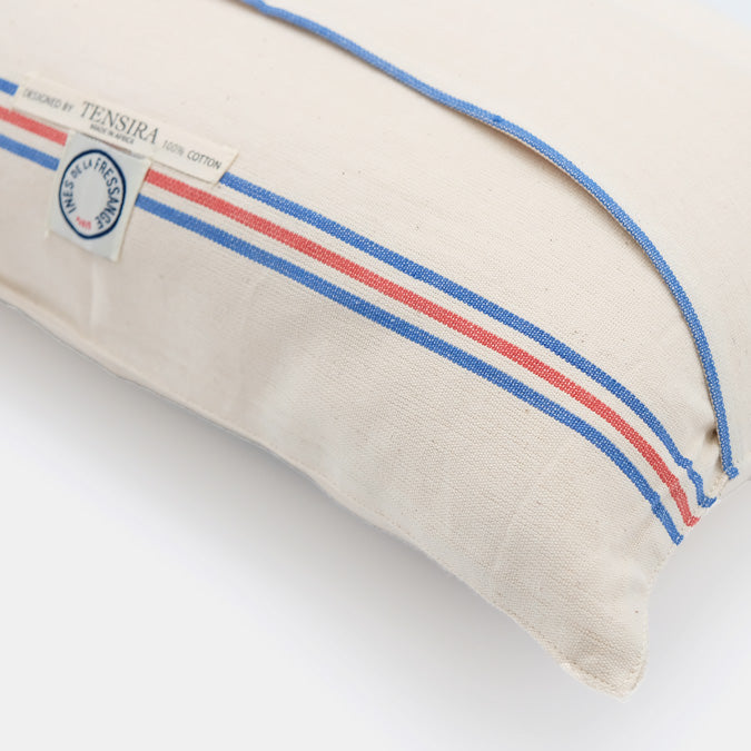 Small Lumbar Pillow in French Red and Blue Stripe
