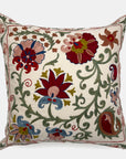 One of a Kind Green Vine Suzani Pillow, square