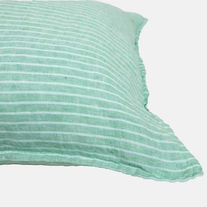 Linen Standard Pillowcase, green chambray stripe