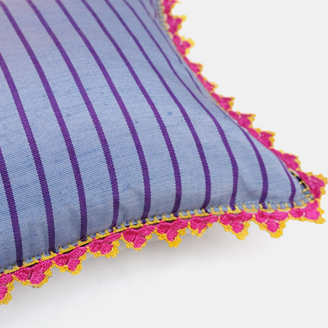 Light Grey and Purple Striped Pillow, lumbar
