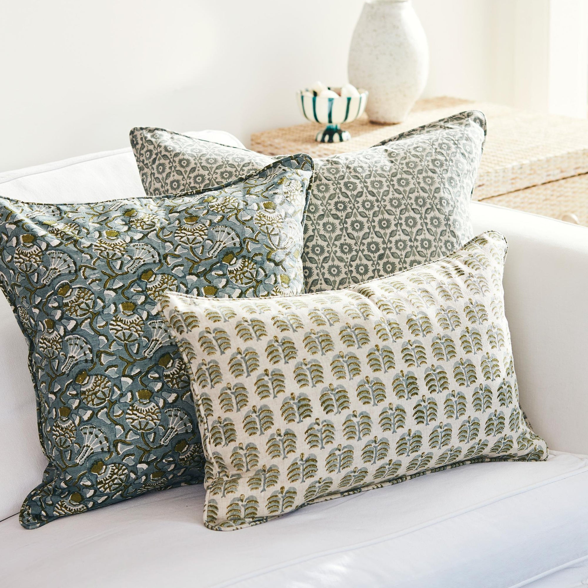 Hera Celadon Moss Lumbar Pillow