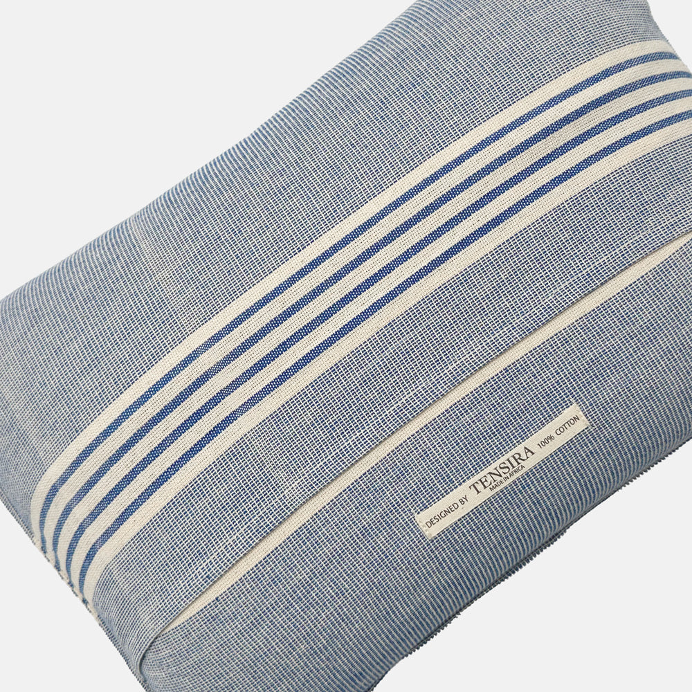 Small Lumbar Pillow in Light Blue Stripe