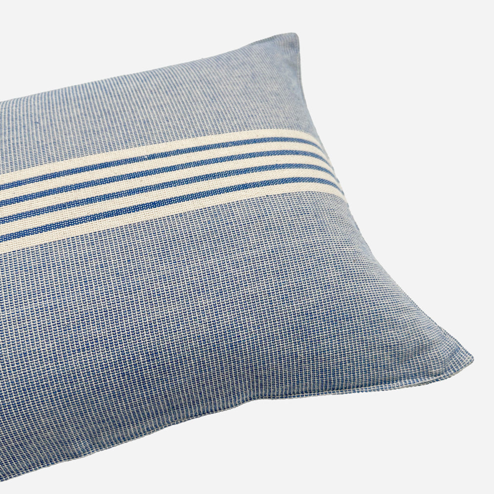 Small Lumbar Pillow in Light Blue Stripe