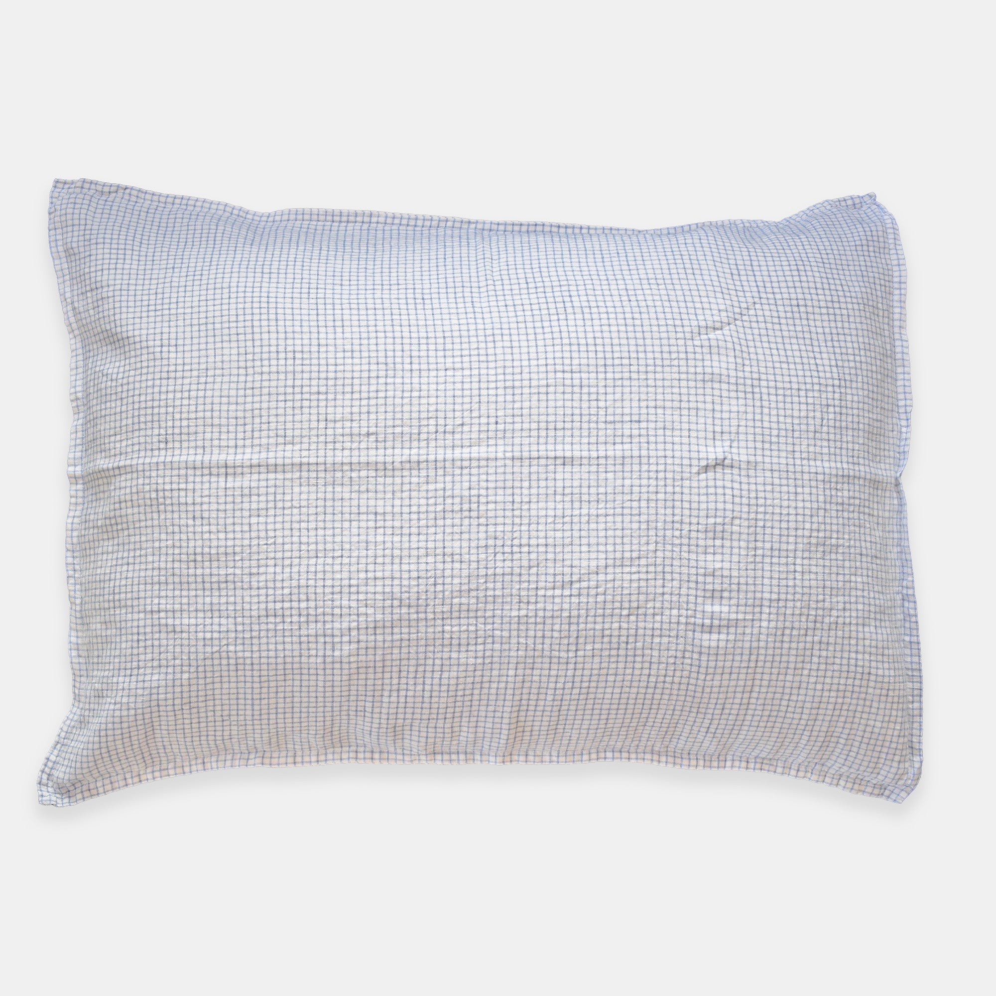 Linen Standard Pillowcase in Sky Checks