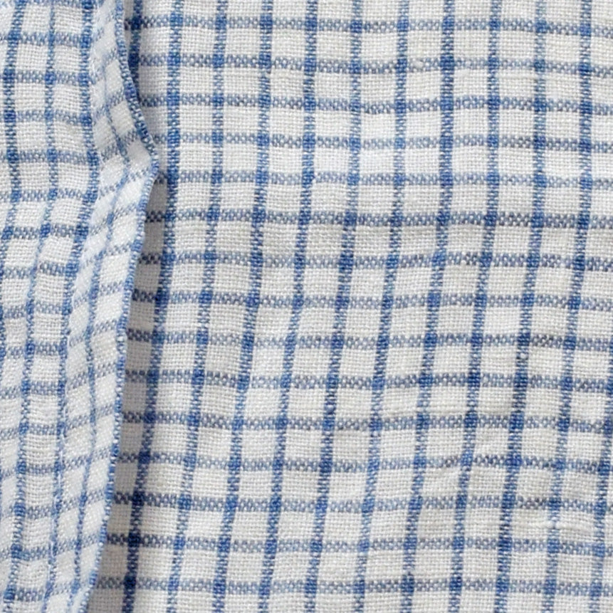 Linen Standard Pillowcase in Sky Checks