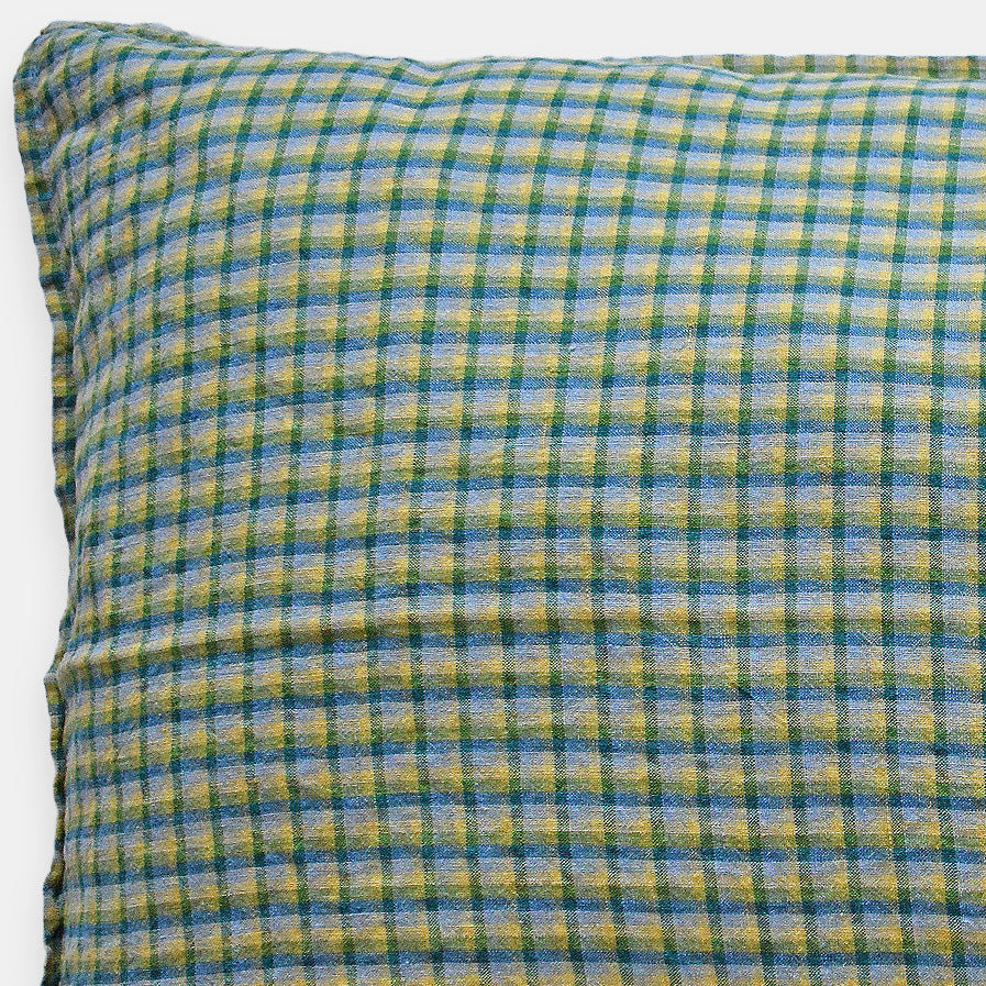 Linen Standard Pillowcase in Spring Green Checks