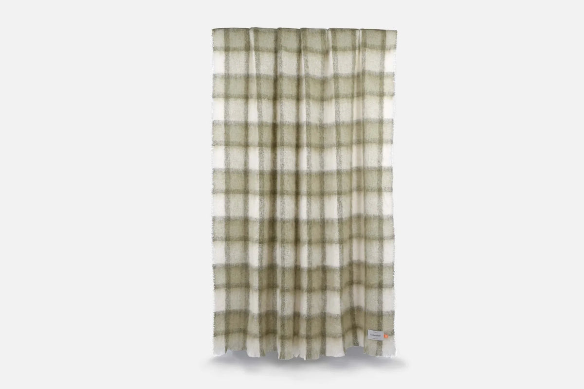 Drumin Olive Plaid Mohair Throw