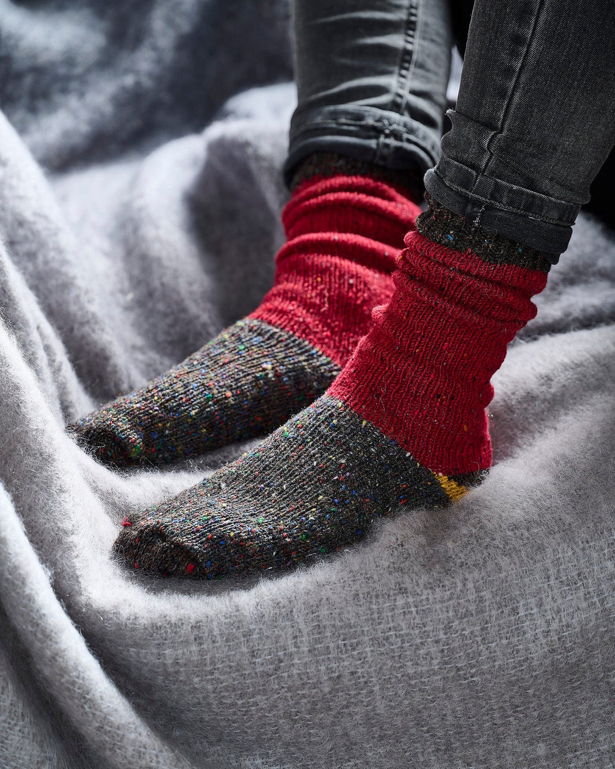 Men's Red Donegal Wool Socks